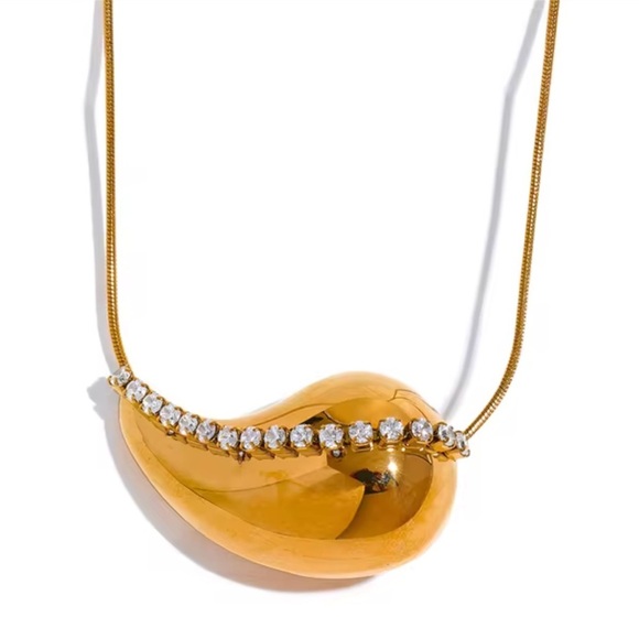 Anthropologie Jewelry - Gold Teardrop Pendant Necklace – PVD Real Gold Plated, Stainless Steel